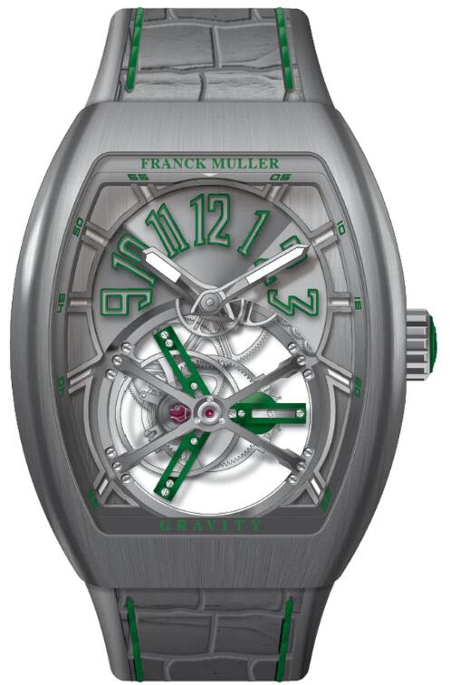 Best FRANCK MULLER Vanguard Gravity Tourbillon Brushed Titanium - Green V 45 T GR CS (VR) (BR TT) (TT.TT VR) Replica Watch